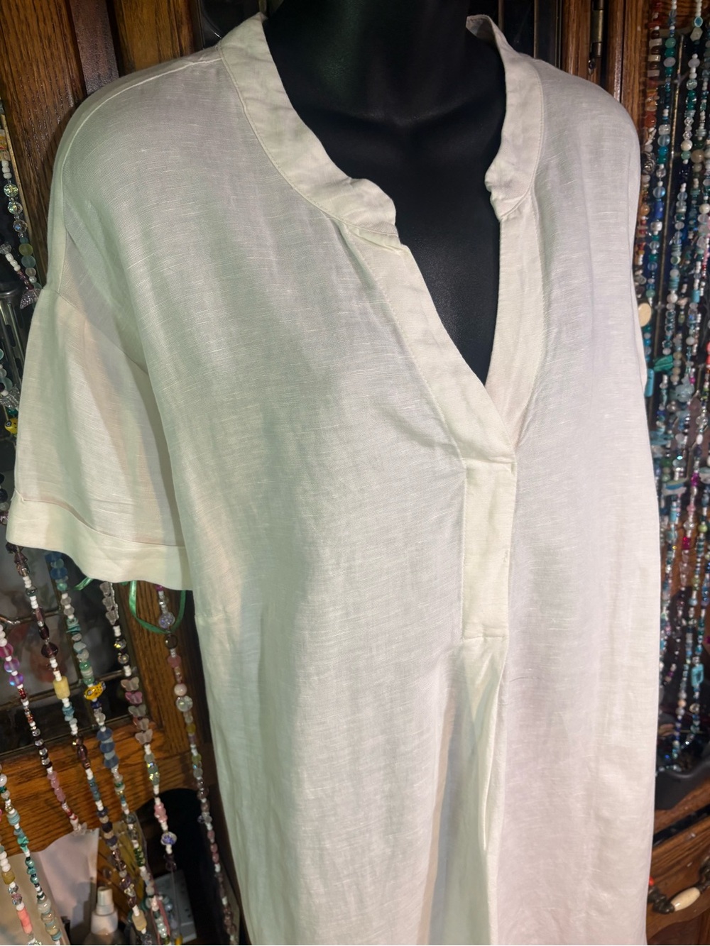 white H&M Linen-Blend V-Neck Tunic Dress xl - Picture 6 of 10